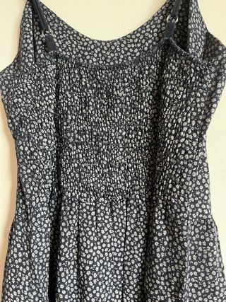 Vestido azul marino de topos