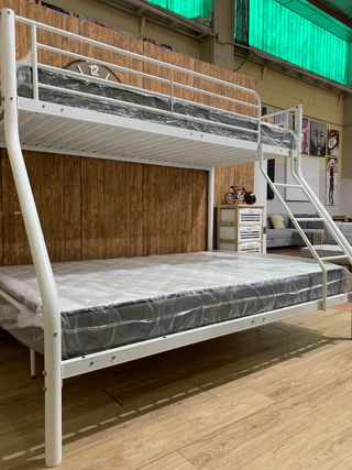 Litera Matrimonial Metal Blanca SIN COLCHONES