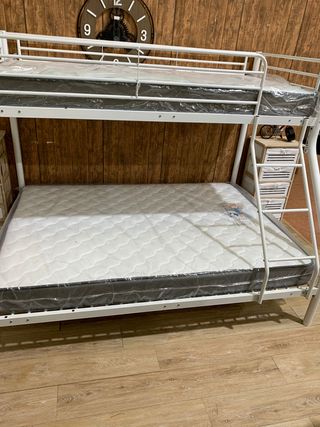 Litera Matrimonial Metal Blanca SIN COLCHONES