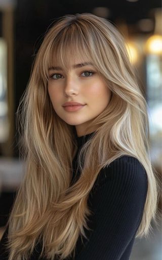 Preciosa Peluca rubia larga