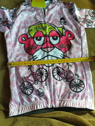 Maillot Ciclismo Infantil Rosa Dibujos. Talla 4