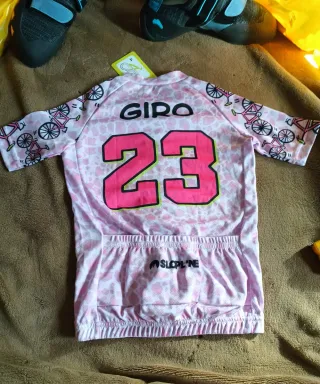 Maillot Ciclismo Infantil Rosa Dibujos. Talla 4