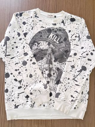 Felpa con stampa teschio e schizzi