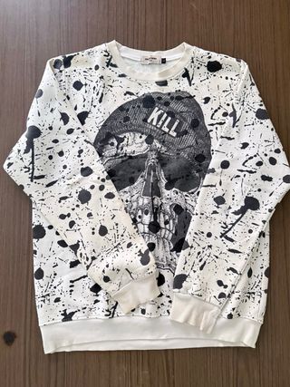 Felpa con stampa teschio e schizzi