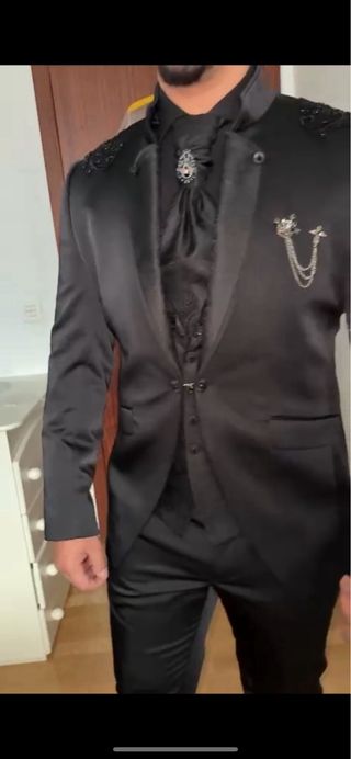 Traje Novio Boda Gitana Negro