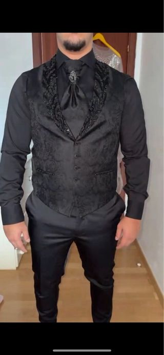 Traje Novio Boda Gitana Negro
