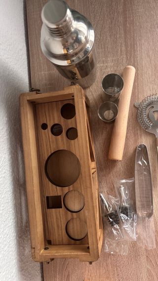 Set Coctelería Premium Madera y Metal
