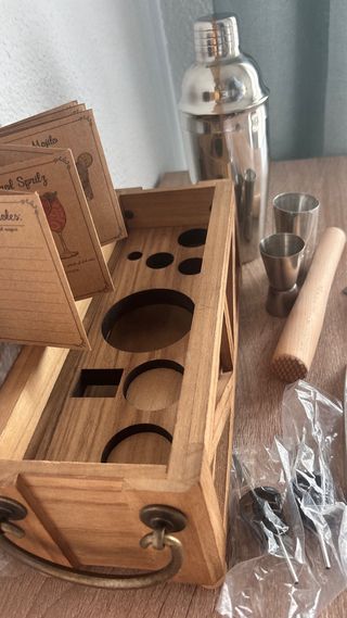Set Coctelería Premium Madera y Metal