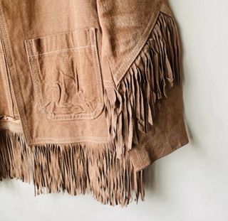 Cazadora SuiteBlanco ante flecos Talla XS