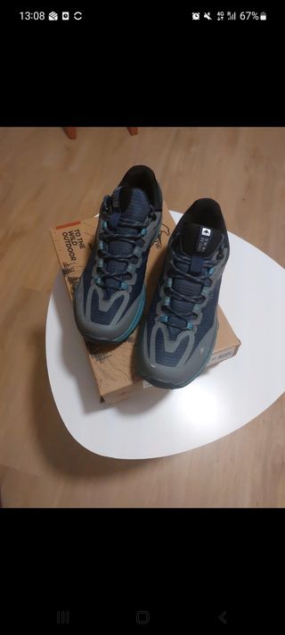 Zapatillas Montagne Trail Running Azul/Verde