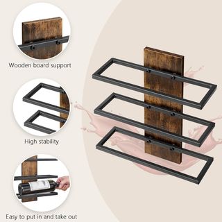 Scaffale da Parete per Vino in Legno e Metallo