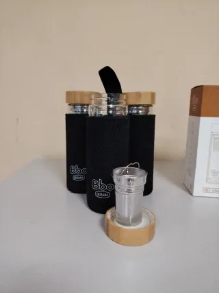 3x Termo Infusor Bbo Irisana 400ml Bambú/Cristal
