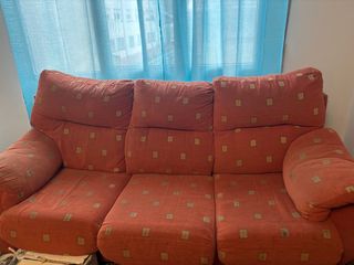 Conjunto Sofás 3 y 2 Plazas Tela Naranja