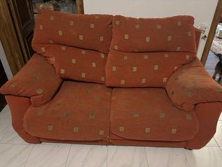 Conjunto Sofás 3 y 2 Plazas Tela Naranja