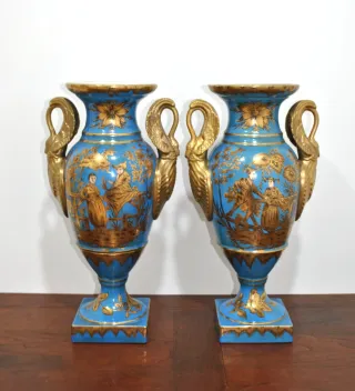 Antiguos jarrones porcelana motivo chino