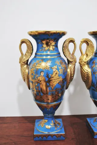 Antiguos jarrones porcelana motivo chino