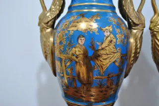 Antiguos jarrones porcelana motivo chino