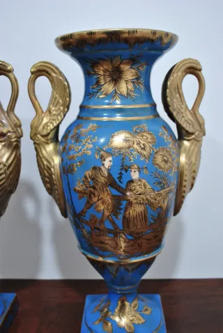 Antiguos jarrones porcelana motivo chino