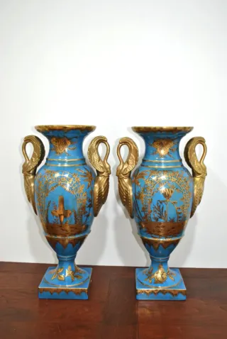 Antiguos jarrones porcelana motivo chino