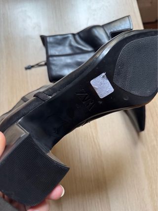 Botines Zara Negros Tacón Cuadrado