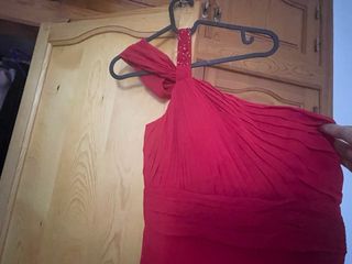 Vestido fiesta rojo pedrería