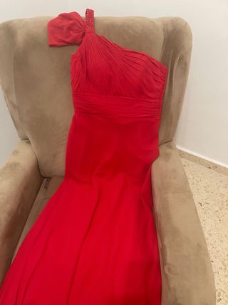 Vestido fiesta rojo pedrería