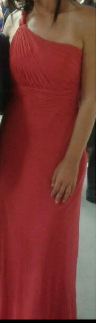 Vestido fiesta rojo pedrería