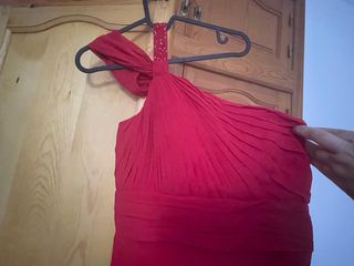 Vestido fiesta rojo pedrería