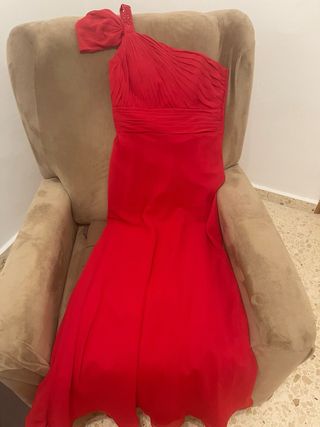 Vestido fiesta rojo pedrería