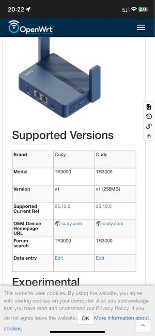 Router WiFi 6 Cudy TR3000 | 2.5G WAN | 256MB Flash