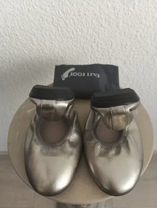 Bailarinas Piel Plegables Plateadas .