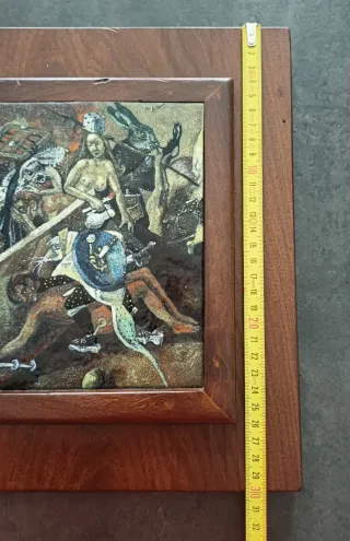 Quadro vintage lamina metallica legno