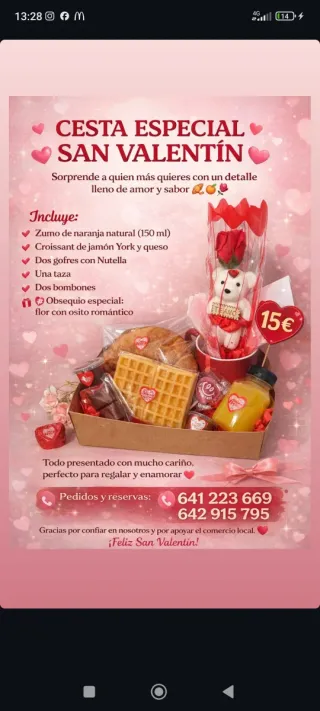 Cesta san Valentín + taza