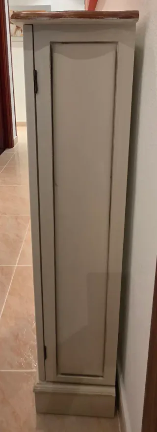 Mueble auxiliar madera decapada cristal, estantes