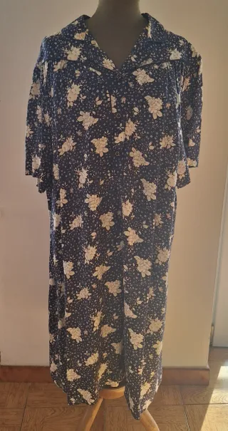 Vestito floreale blu scollo a V