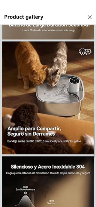 FEELNEEDY 8L Stainless Steel Cat Fountain with 3 F