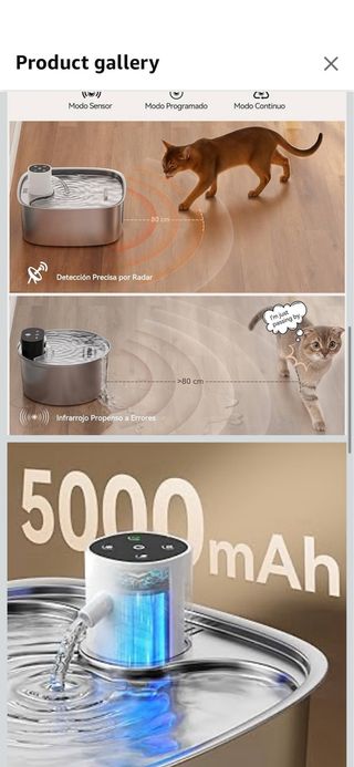 FEELNEEDY 8L Stainless Steel Cat Fountain with 3 F