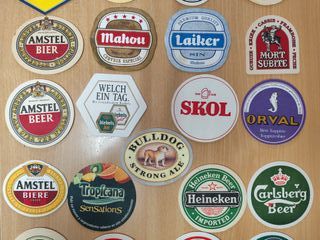 Confezione da 5 di sottobicchieri in cartone (tema birre)