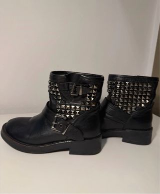 Stivaletti biker vera pelle neri donna 36