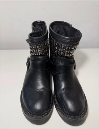 Stivaletti biker vera pelle neri donna 36