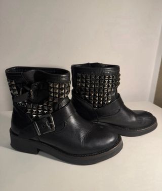 Stivaletti biker vera pelle neri donna 36