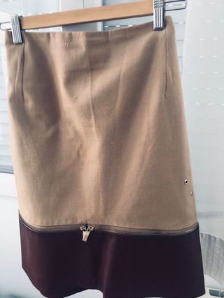 Falda Purificación García Beige y Marrón