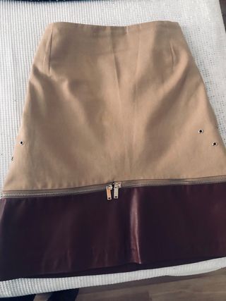 Falda Purificación García Beige y Marrón