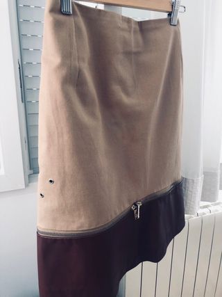 Falda Purificación García Beige y Marrón