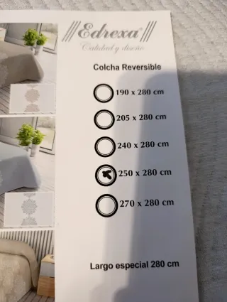 Colcha Edrexa cama 150cm. Nueva