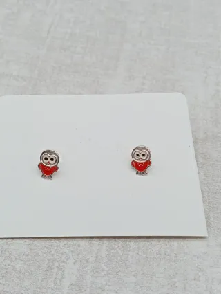 Pendientes Búho Plata Ley 925 Esmaltados