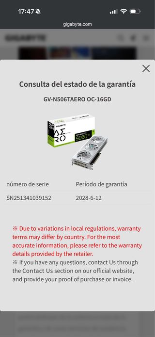 RTX 5060Ti 16GB AERO OC Gigabyte