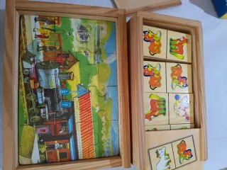 Dominó de madera y puzzles de animales