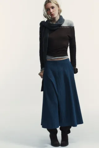 Falda Zara Algodón Azul Talla M