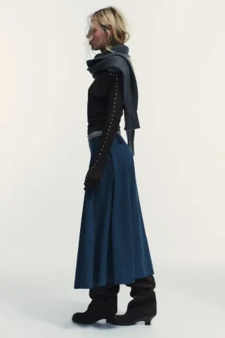 Falda Zara Algodón Azul Talla M